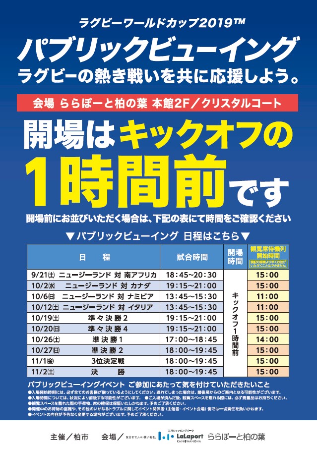 オールブラックスパブリックビューイングatららぽーと柏の葉 流山で子育てするママのブログ